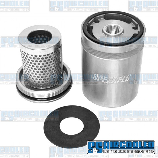 JayCee Enterprises VW Oil Filter, SPEEDFLO Re-Usable, Billet Aluminum, Silver, JC-2309-0