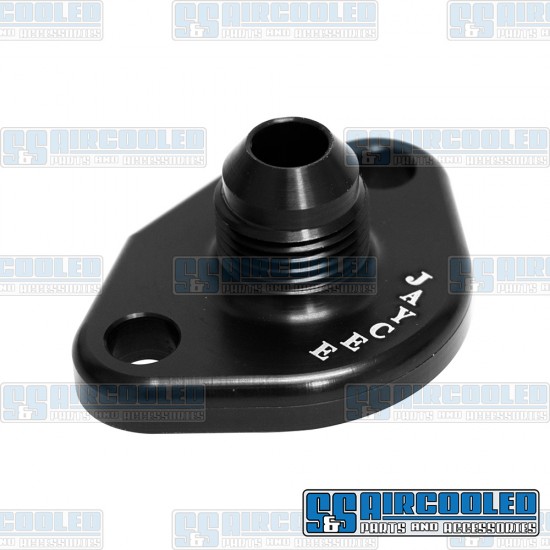 JayCee Enterprises VW Fuel Pump Block Off/Breather, -10 AN Male Fitting, Aluminum, Black, JC-2321-0 JayCee Enterprises VW Fuel Pump Block Off/Breather, -10 AN Male Fitting, Aluminum, Black, JC-2321-0