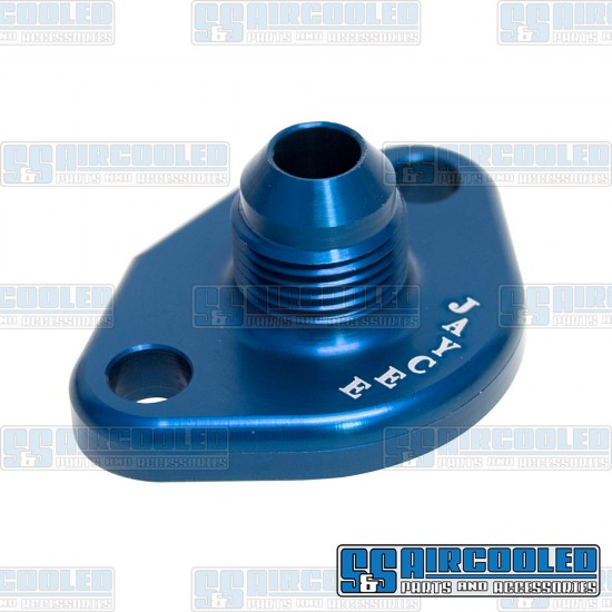 JayCee Enterprises VW Fuel Pump Block Off/Breather, -8 AN Male Fitting, Aluminum, Blue, JC-2239-0