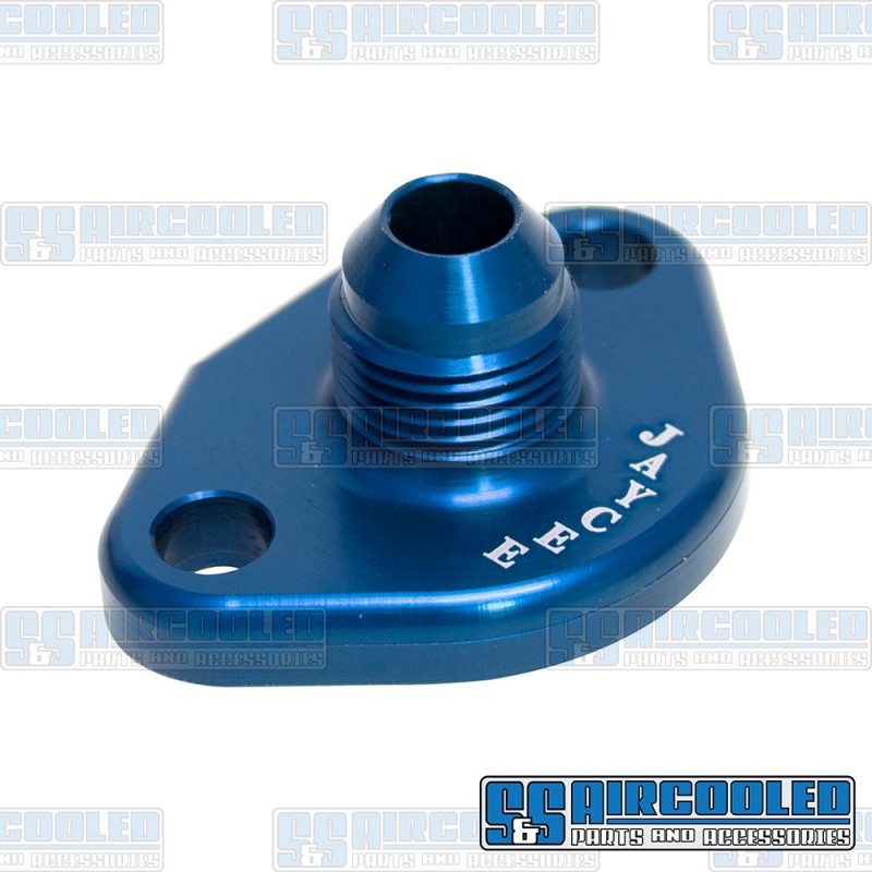 JayCee Enterprises VW Fuel Pump Block Off/Breather, -8 AN Male Fitting, Aluminum, Blue, JC-2239-0 JayCee Enterprises VW Fuel Pump Block Off/Breather, -8 AN Male Fitting, Aluminum, Blue, JC-2239-0