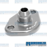 Fuel Pump Block Off/Breather, -8 AN Male Fitting, Aluminum, Silver