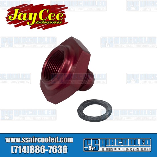 JayCee Enterprises Fuel Tank Adapter, -6 AN Male Fitting, Red
