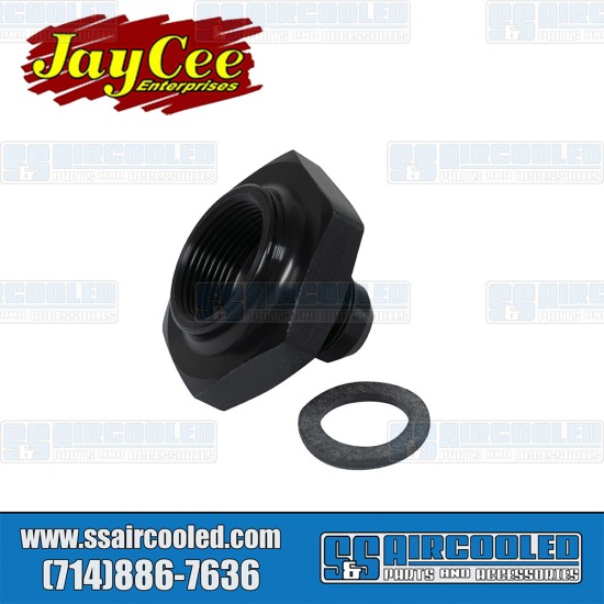 JayCee Enterprises VW Fuel Tank Adapter, -6 AN Male Fitting, Black, JC-4562-0