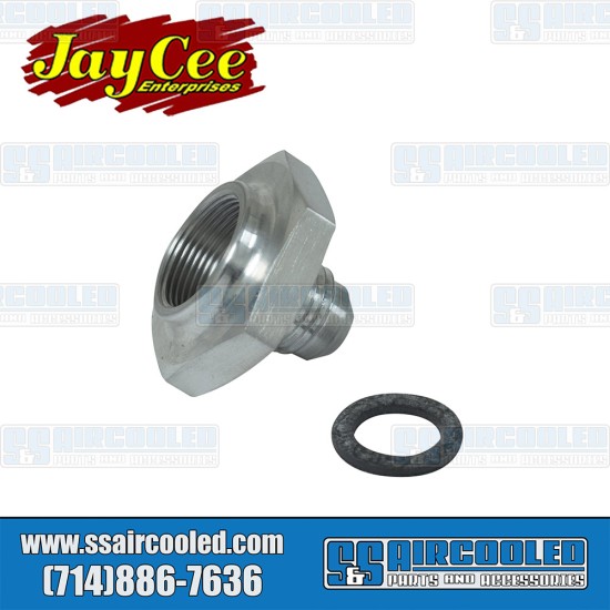 JayCee Enterprises VW Fuel Tank Adapter, -6 AN Male Fitting, Silver, JC-4566-0