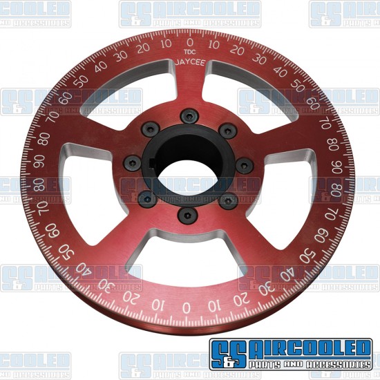 JayCee Enterprises VW Crankshaft Pulley, 7in, Billet Aluminum, Red, JC-8604-0