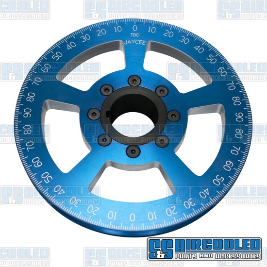 JayCee Enterprises VW Crankshaft Pulley, 7in, Billet Aluminum, Blue, JC-8606-0