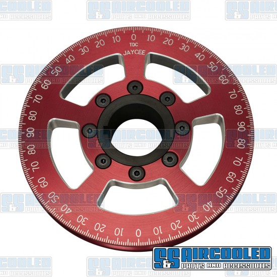 JayCee Enterprises VW Crankshaft Pulley, 6in, Billet Aluminum, Red, JC-8608-0