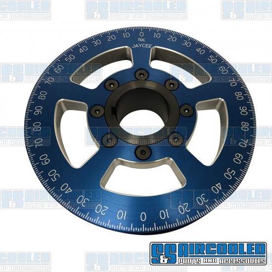 JayCee Enterprises VW Crankshaft Pulley, 6in, Billet Aluminum, Blue, JC-8610-0