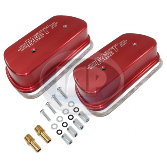 MST VW Valve Covers, Billet Aluminum, Vented, Red, M10130111