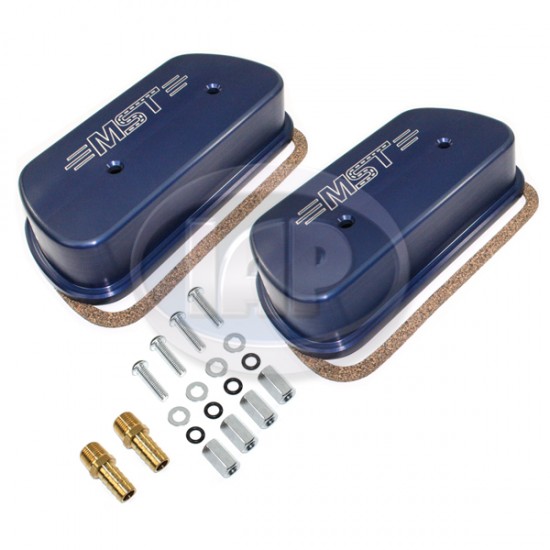 MST VW Valve Covers, Billet Aluminum, Vented, Blue, M10130121