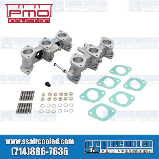 PMO Induction VW Intake Manifolds, 40mm x 32mm, 82mm Tall, Carbureted or MFI Injection, 2.0-2.4L Engine, PMO-901-0