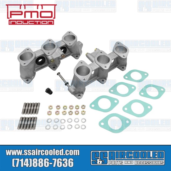 PMO Induction VW Intake Manifolds, 40mm x 37mm, 100mm Tall, Carbureted or MFI Injection, 2.2-2.7L Engine, PMO-903-0