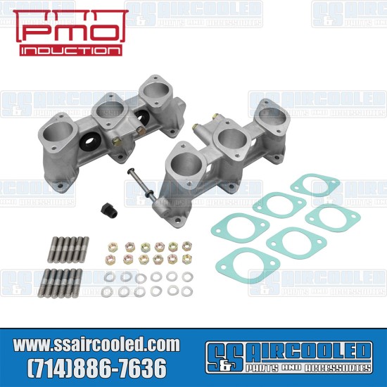 PMO Induction VW Intake Manifolds, 46mm x 39mm, 100mm Tall, Carbureted or MFI Injection, 2.7-3.0L Engine, PMO-904-0