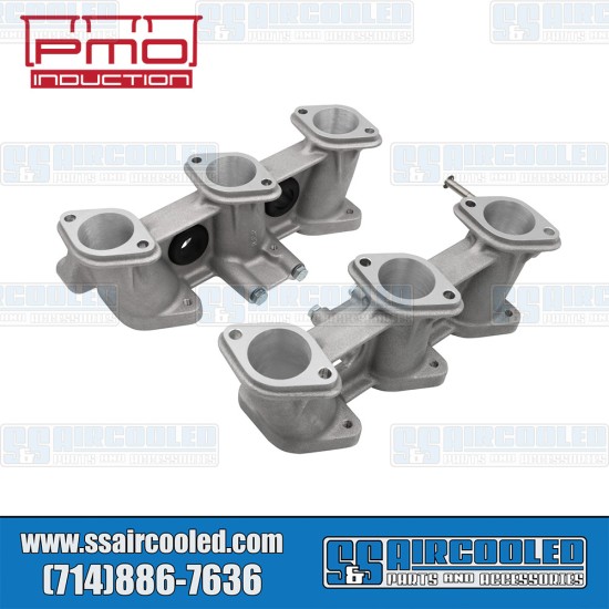 PMO Induction VW Intake Manifolds, 46mm x 42mm, 100mm Tall, Carbureted or MFI Injection, 2.7-3.0L Ported Race Engine, PMO-905-0