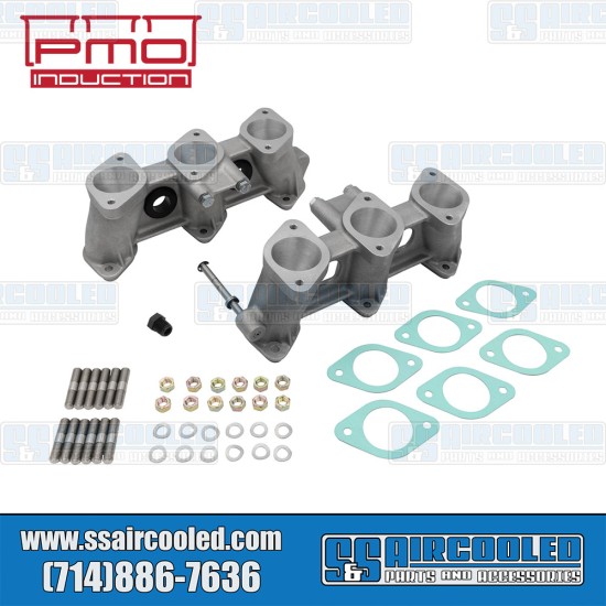 PMO Induction VW Intake Manifolds, 46mm x 42mm, 100mm Tall, Carbureted or MFI Injection, 2.7-3.0L Ported Race Engine, PMO-905-0
