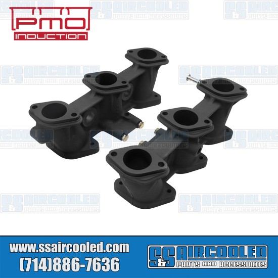 PMO Induction VW Intake Manifolds, 40mm x 37mm, 100mm Tall, Carbureted or MFI Injection, Rennsport Finish, 2.2-2.7L Engine, PMO-973-0