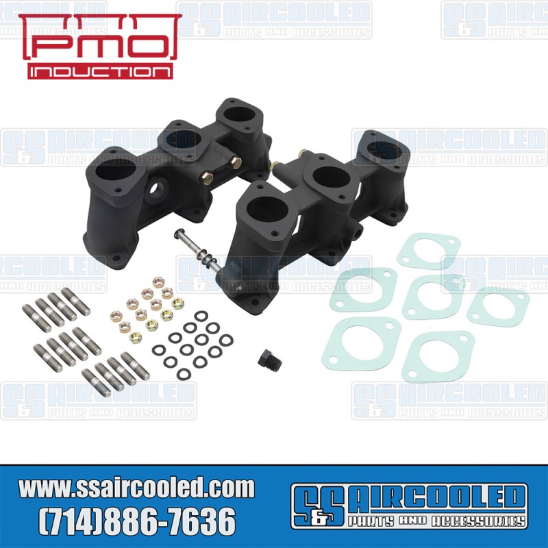 PMO Induction VW Intake Manifolds, 40mm x 37mm, 100mm Tall, Carbureted or MFI Injection, Rennsport Finish, 2.2-2.7L Engine, PMO-973-0 PMO Induction VW Intake Manifolds, 40mm x 37mm, 100mm Tall, Carbureted or MFI Injection, Rennsport Finish, 2.2-2.7L Engine, PMO-973-0