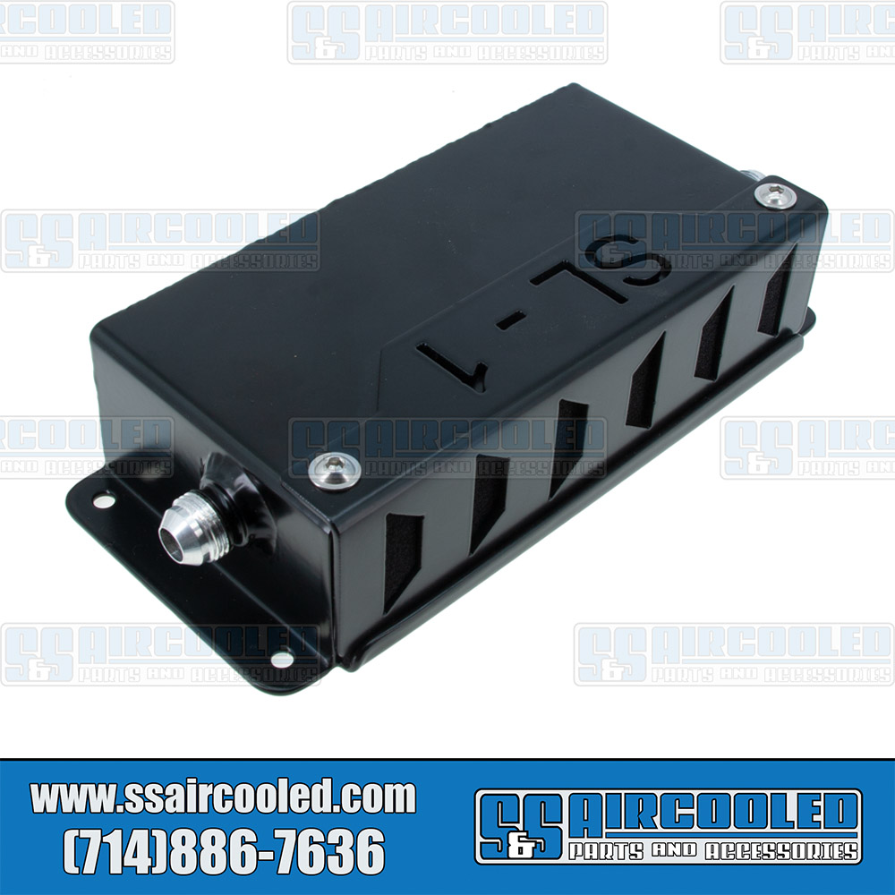 Oil Breather Box, 8AN Fittings, Aluminum, Black, VW Bug, Super Beetle