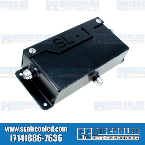 Oil Breather Box, -8AN Fittings, Aluminum, Black Oil Breather Box, -8AN Fittings, Aluminum, Black