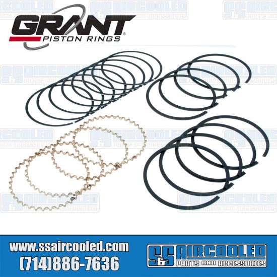 Grant Piston Rings VW Piston Ring Set, 92mm (1.5mm x 2mm x 4mm), Cast Top Ring, AC198151P